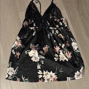 Floral Black Lace Slip Dress